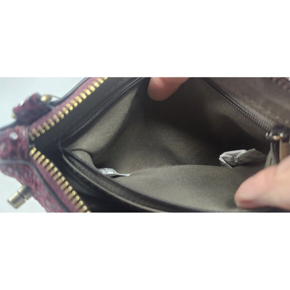 Joy Susan Mini Crossbody Burgundy Python Wristlet Wallet Clutch Vegan Leather - Picture 6 of 11